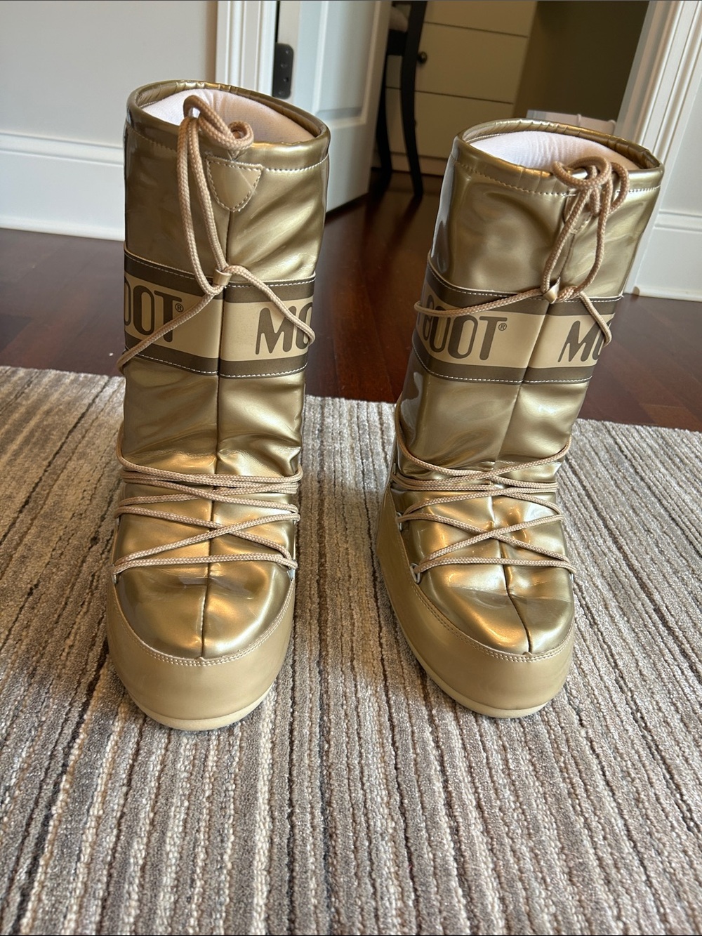 Moon Boot Shiny Gold Padded Snow Boots